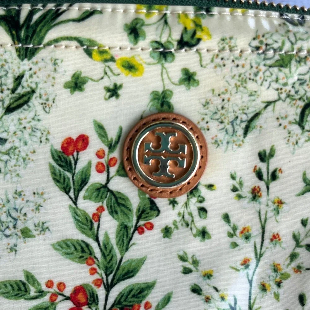 TORY BURCH Floral Cosmetic Case Makeup Bag Logo Designer Luxury Travel